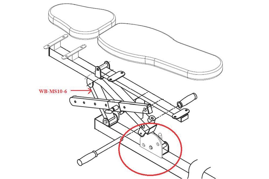 Powertec accessory adaptor with metal mounting bracket and adjustment arms for multisystem equipment, technical diagram view