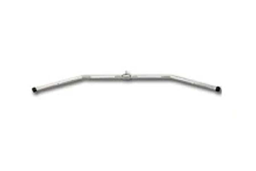 Warrior Lat Pull Down Bar with curved gray steel bar and black end handles on white background