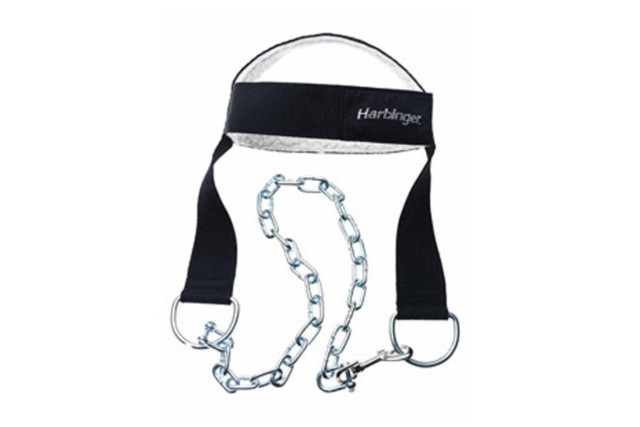 Warrior Nylon Head Harness with metal chain and black padded straps, front view on white background