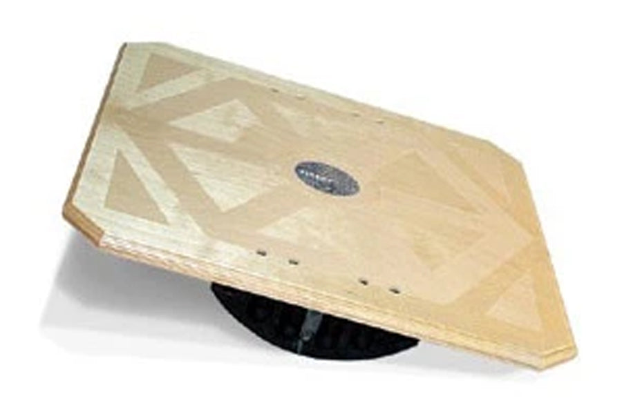 Warrior Rocker Board with tri-level design, natural wood top and black curved base on white background