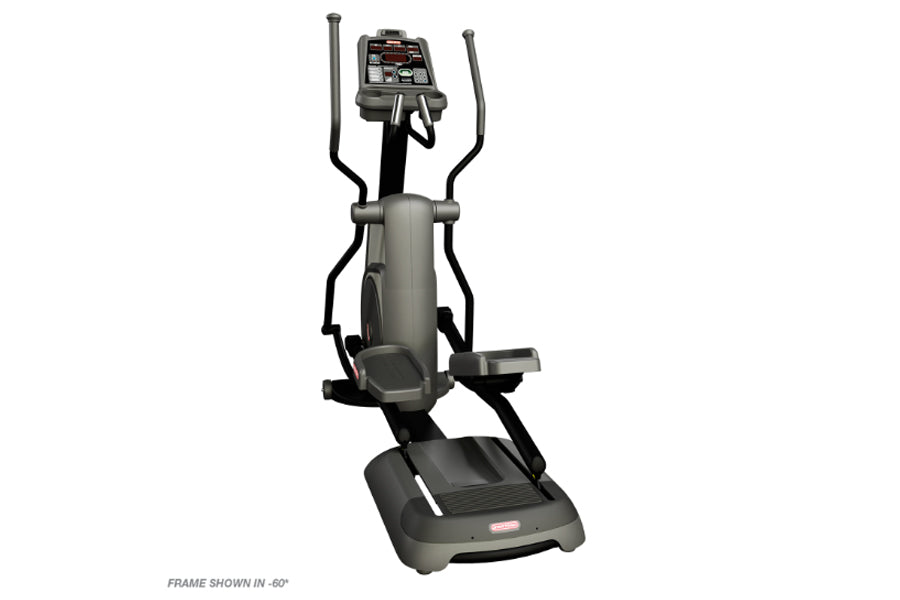 Star Trac SCTx elliptical machine with gray frame, black handles, digital console, and wide footplate on white background