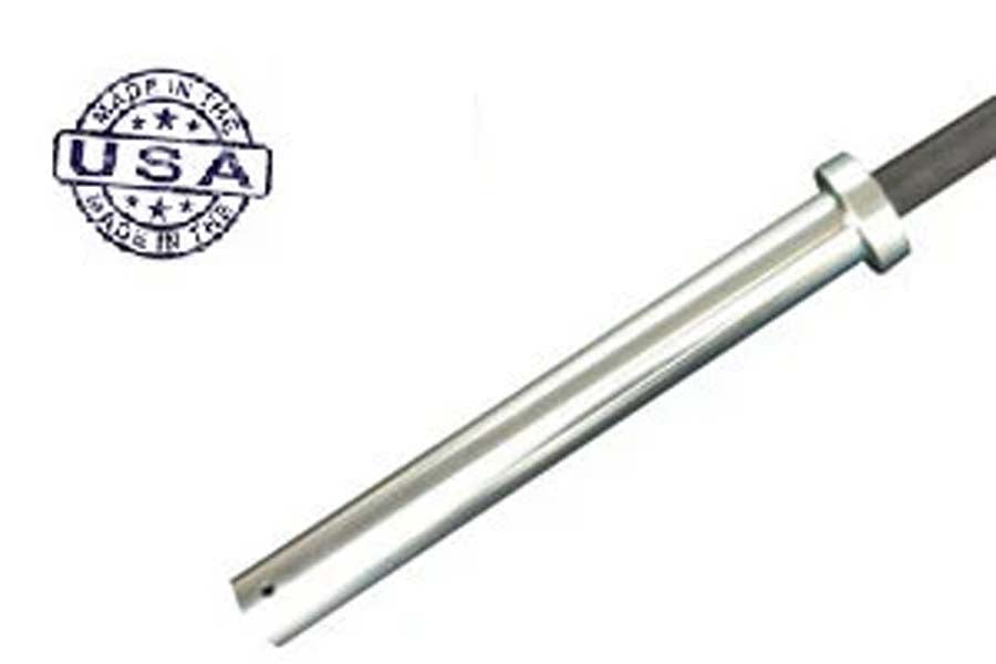 Texas Power Bar with silver steel shaft and black grip sleeve on white background