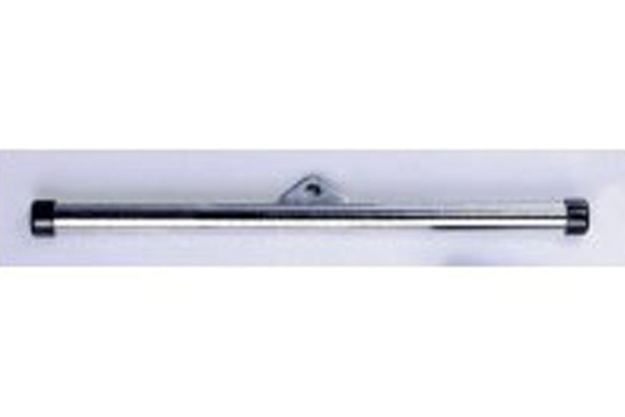 Warrior Hollow 18" Straight Bar with chrome shaft and black end caps on white background