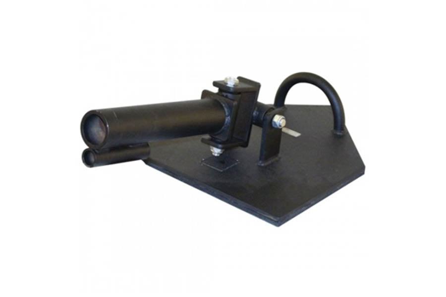 Black landmine rotational trainer with angled base, rotating collar, and curved handle bar on white background