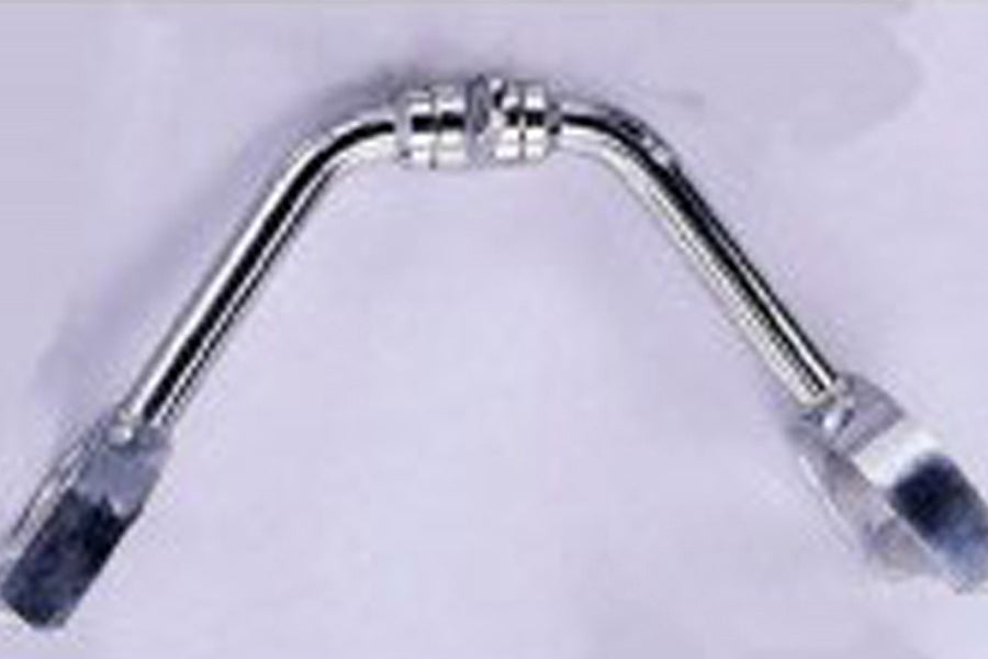 Warrior Revolving Solid Dual Purpose Bar with chrome finish and black grip handles on lavender background