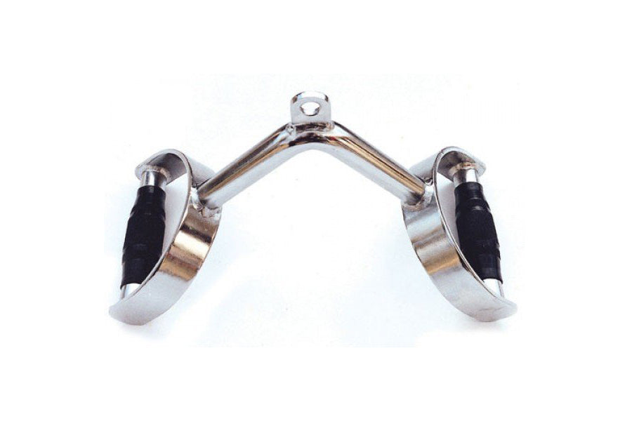 Warrior Solid Dual Purpose Bar with chrome finish, black rubber grips, and angled handles on white background