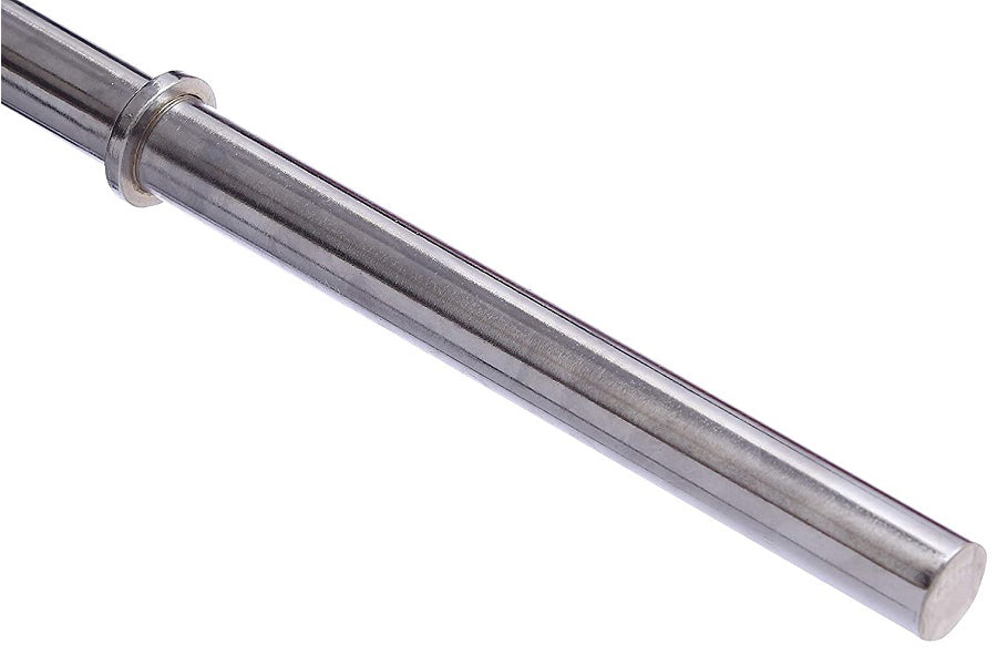 Warrior Standard 1" EZ-Curl Bar with straight clamp end, chrome plated steel rod on white background