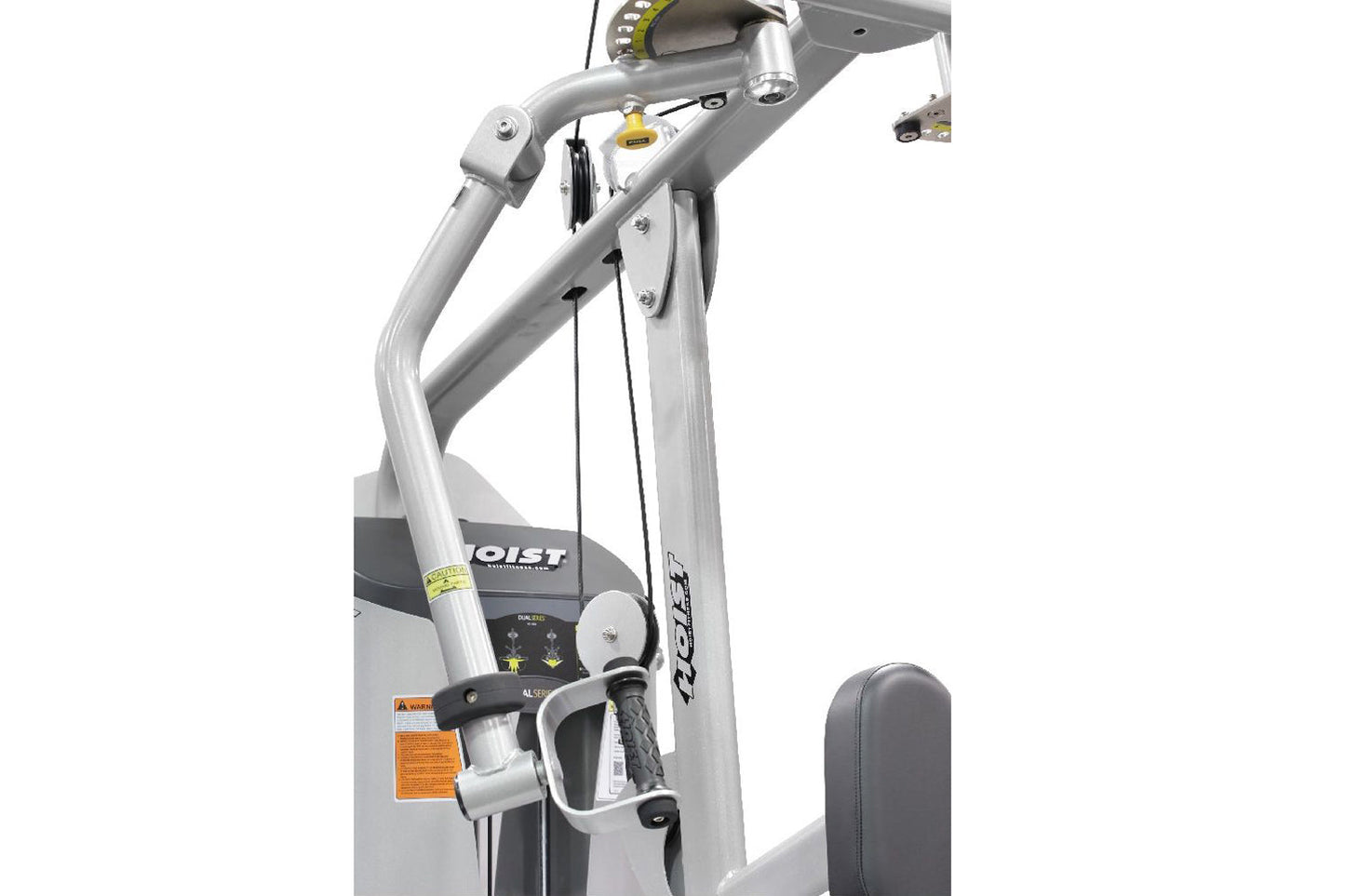 Silver and black Hoist Pec Fly/Rear Delt exercise machine with adjustable arms and padded handles on white background