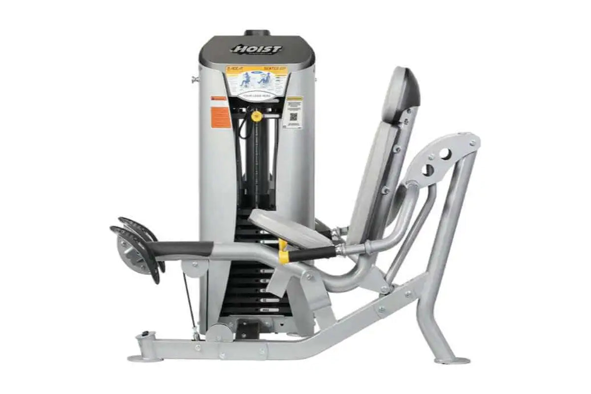 Hoist ROC-IT seated dip machine with gray and black frame, dual handles, and power stack weight system on white background