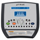 True Commercial C200 elliptical console display with digital readout, running icon, and control buttons on gray panel with bl