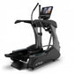 Black and gray TRUE commercial elliptical machine with digital display screen, dual handles, and foot pedals on white backgro