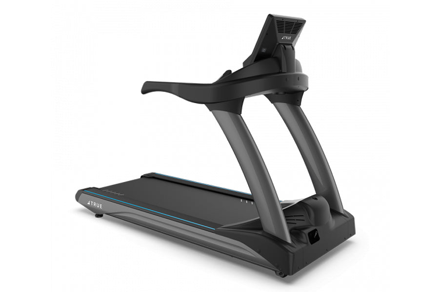 True CS900 commercial treadmill with black and gray frame, wide running deck, and digital console on white background