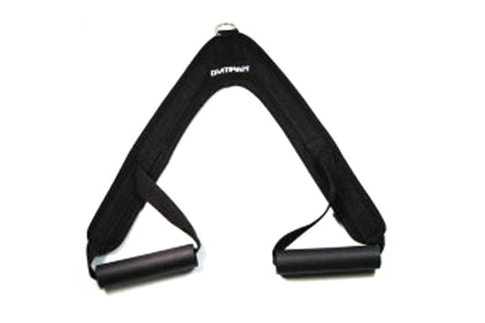 Warrior black AB Crunch & Tricep Strap with D ring handles and padded shoulder straps on white background
