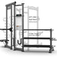 TRUE ATLAS 200 multi-functional strength training machine with cable column, lat pulldown, leg press, and three black flat tr
