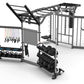 TRUE Atlas HD multi-station gym system with black metal frame, suspension trainer, dumbbell storage, and cable machine statio