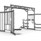 TRUE Atlas HD functional training system with cable crossover, weight storage, and barbell racks on white background