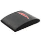 Black curved abdominal mat with red Warrior logo on top, on white background