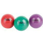 Three Aeromat mini weight balls in red, green, and purple on white background