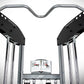 BodyCraft HFT functional trainer with gray curved bar and black weight plates, viewed from front on white background