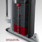 BodyCraft HFT Functional Trainer weight stack with black and red pin selector, numbered 1-20, on white background