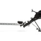 BodyCraft VR400 Pro rowing machine with black seat, footrest, and flywheel on white background
