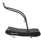 Woodway Curve Trainer Treadmill with black curved running surface and angled control arm, shown on white background
