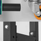 Warrior Crossbox racking system with black frame, colored spindle rings, and orange caster wheel on white background