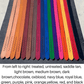 Leather belts in 18 colors ranging from peach and tan to navy, green, purple, pink, orange, yellow, red and black, with perfo