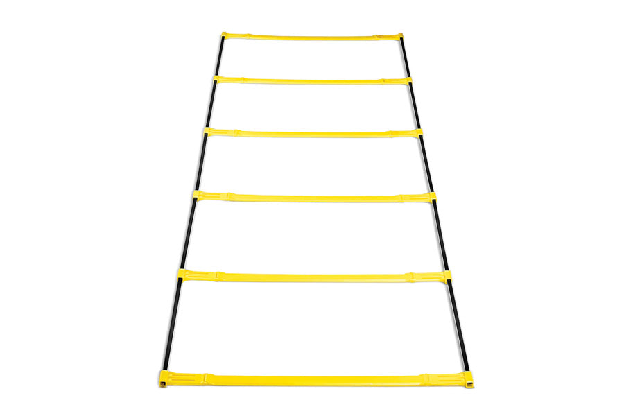 SKLZ Elevation Ladder with six yellow rungs and black angled frame on white background