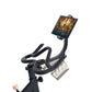 Echelon GT+ Connect stationary bike with black frame, curved handlebars, and mounted digital display screen on white backgrou