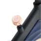 Rose gold bell with "e" logo mounted on black bike frame handlebars