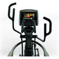 Matrix A50 elliptical trainer with black frame, dual handles, and touchscreen display showing workout interface on white back
