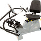 Physiostep LXT recumbent elliptical cross trainer with gray base, black padded seat and backrest, dual handles, and foot peda