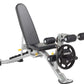 Hoist Preacher Curl Attachment with black padded seat, silver metal frame, and Ivanko weight plate on white background
