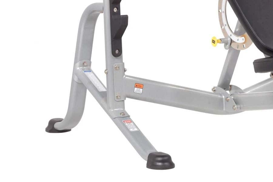 Gray metal weight lifting cage with black stabilizer feet and mounting hardware on white background