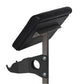 Black padded preacher curl attachment with adjustable arm support and metal mounting bracket on white background
