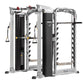 Hoist Mi7Smith functional training system with silver frame, black panels, and multiple attachment stations on white backgrou