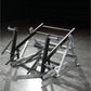 Hammer Strength Ground Base Multi-Squat Machine with black uprights and silver steel frame on dark textured floor