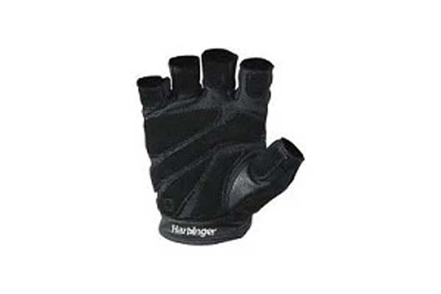 Black fingerless weight lifting gloves with padded palm and wrist support on white background