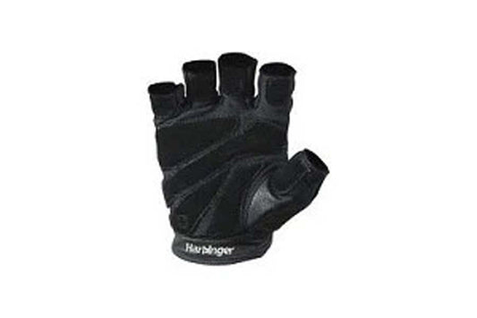 Black fingerless weight lifting gloves with padded palm and wrist support on white background