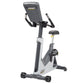 Hoist Lemond Series UC upright exercise bike with gray and white frame, digital console, black seat and handlebars on white b