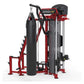 Red and black Hoist MCS-8005 Motioncage Studio Package with dual weight stacks, heavy bag attachment, and handlebar grips on 
