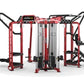 Hoist MC-7000 Series red and black multi-station fitness equipment with cable machines and weight stacks on white background