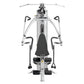 Hoist V4-Elite home gym with leg press, silver frame and black seat, overhead pull handles and foot pedals, viewed from front