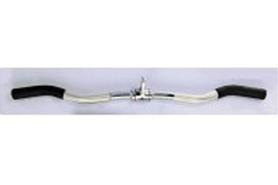 Warrior Revolving 28" Hollow Curl Bar with chrome shaft and black grip handles on white background