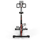 Keiser M3i stationary indoor cycle with black frame, red accents, digital display console, and foot pedals on white backgroun