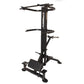 Powertec WorkBench LeverGym black chin and dip assist machine with foot platform on white background