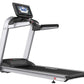 Landice L7 treadmill with silver frame, black running deck, and digital display console mounted on overhead panel