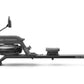 LifeSpan AquaVitae black water rower with adjustable seat, rowing handle, and water resistance tank on white background