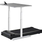 LifeSpan TR1200 power treadmill desk with gray top, white adjustable legs, and black treadmill base on white background